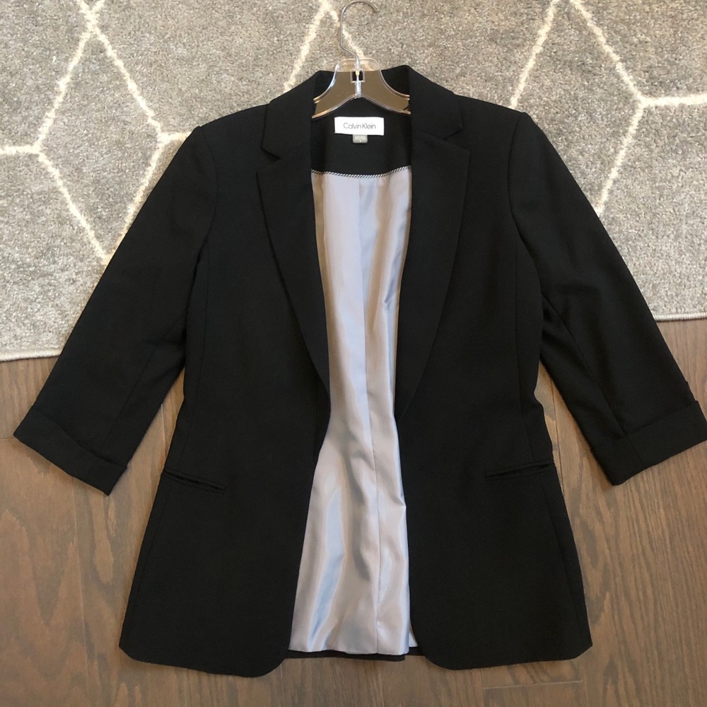 Calvin Klein 3/4 Sleeve Black Blazer
